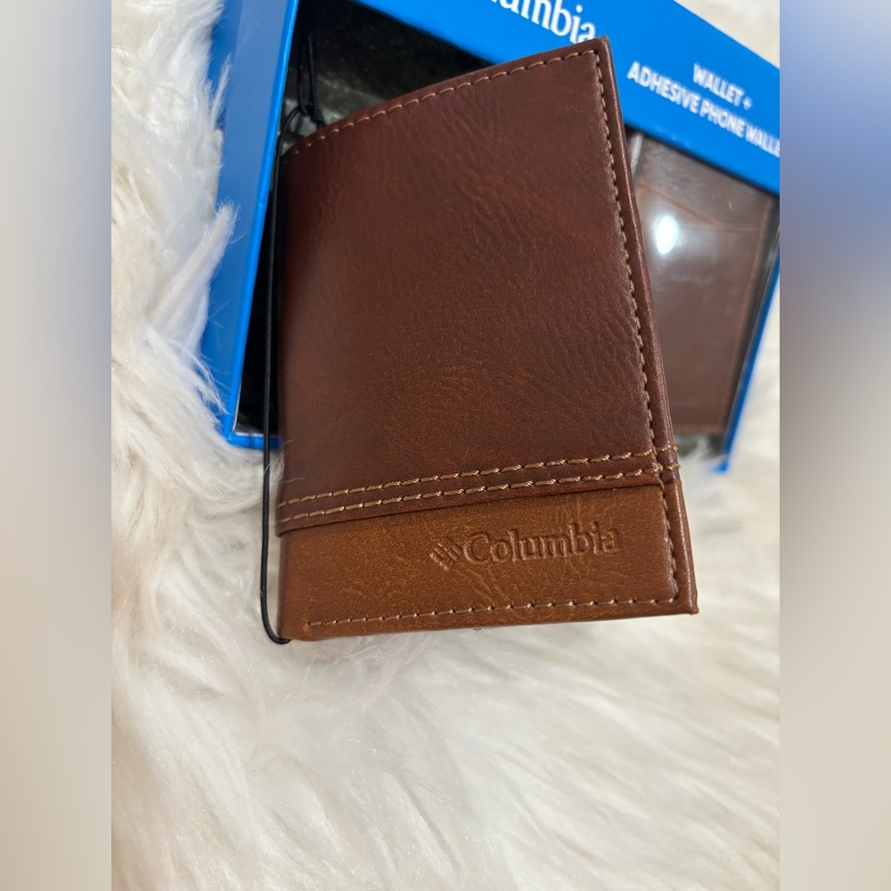 Columbia Brown Leather Wallet and Adhesive Phone wallet Set - Picture 3 of 12